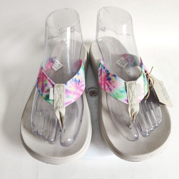 New Chaco Flip Flops Tie Dye Chillos Colorful Womens Size 8 NWT Comfort Sandals - Picture 5 of 14